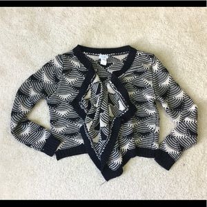 TOBI Black and Cream Open Front Wrap Cardigan Size S/M